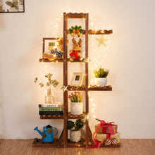 Load image into Gallery viewer, 6 Tier Wooden Plant Stand Carbonized Wood Plant Stand Holder Flower Display Stand Flower Pot Rack Bonsai Display Bench Patio She
