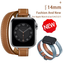 Load image into Gallery viewer, Double Tour leather Strap For Apple Watch ultra band 49mm 45mm 42mm 44mm Series 8 7 6 Se 5 4 3 2 Iwatch 6 38mm 40mm Correa 41mm
