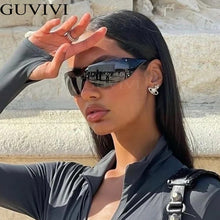 Load image into Gallery viewer, Punk One Piece Sunglasses Goggle Y2k Luxury Brand Wrap Around Sun Glasses 2000&#39;s Shades Eyewear UV400 Female Designer Eyeglasses
