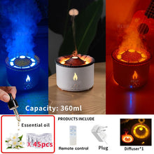 Load image into Gallery viewer, REUP Volcanic Flame Aroma Diffuser Essential Oil 360ml Portable Air Humidifier with Cute Smoke Ring Night Light Lamp Fragrance
