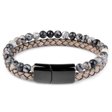 Load image into Gallery viewer, Natural Stone Bracelets Genuine Leather Braided Bracelet Black Stainless Steel Magnetic Clasp Tiger eye Bead Bangles Men Jewelry
