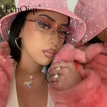 Load image into Gallery viewer, Rimless Rectangle Sunglasses Fashion Small Frameless Eyeglasses New Brand Designer For Female Lens Ladies Gradient Sunglasses O
