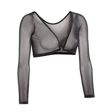 Load image into Gallery viewer, Summer Women Mesh Crop Top Long Sleeve T-Shirts Blusas Y2K Elegant Vestidos Sheer Transparent Top Tee Shirts Robe Femme
