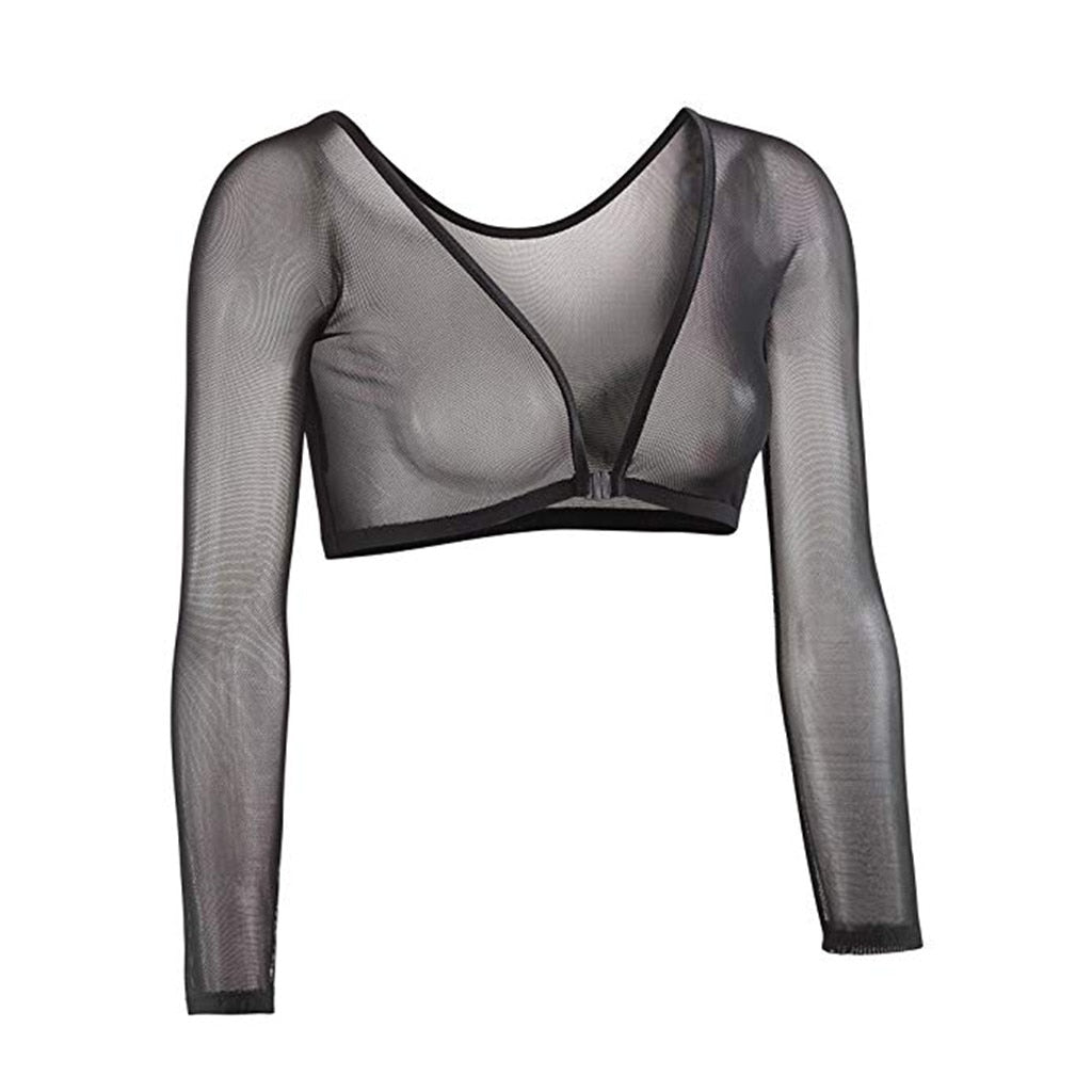Summer Women Mesh Crop Top Long Sleeve T-Shirts Blusas Y2K Elegant Vestidos Sheer Transparent Top Tee Shirts Robe Femme