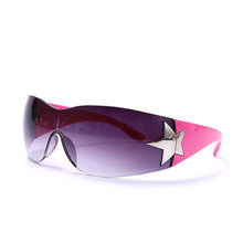Load image into Gallery viewer, Punk One Piece Sunglasses Goggle New Y2k Luxury Brand Sun Glasses 2000&#39;s Shades Eyewear UV400 Female Designer Five Star Glasses
