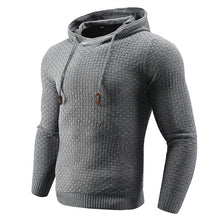 Load image into Gallery viewer, Men Hooded Sweater Solid Color Plaid Hoodies Male Elastic Hoodie
