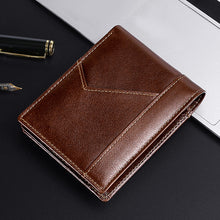 Load image into Gallery viewer, Anti-magnetic Theft Brush Retro Oil Leather Wallet Smooth Touch RFID Business Men Standard Wallet With Photo Window
